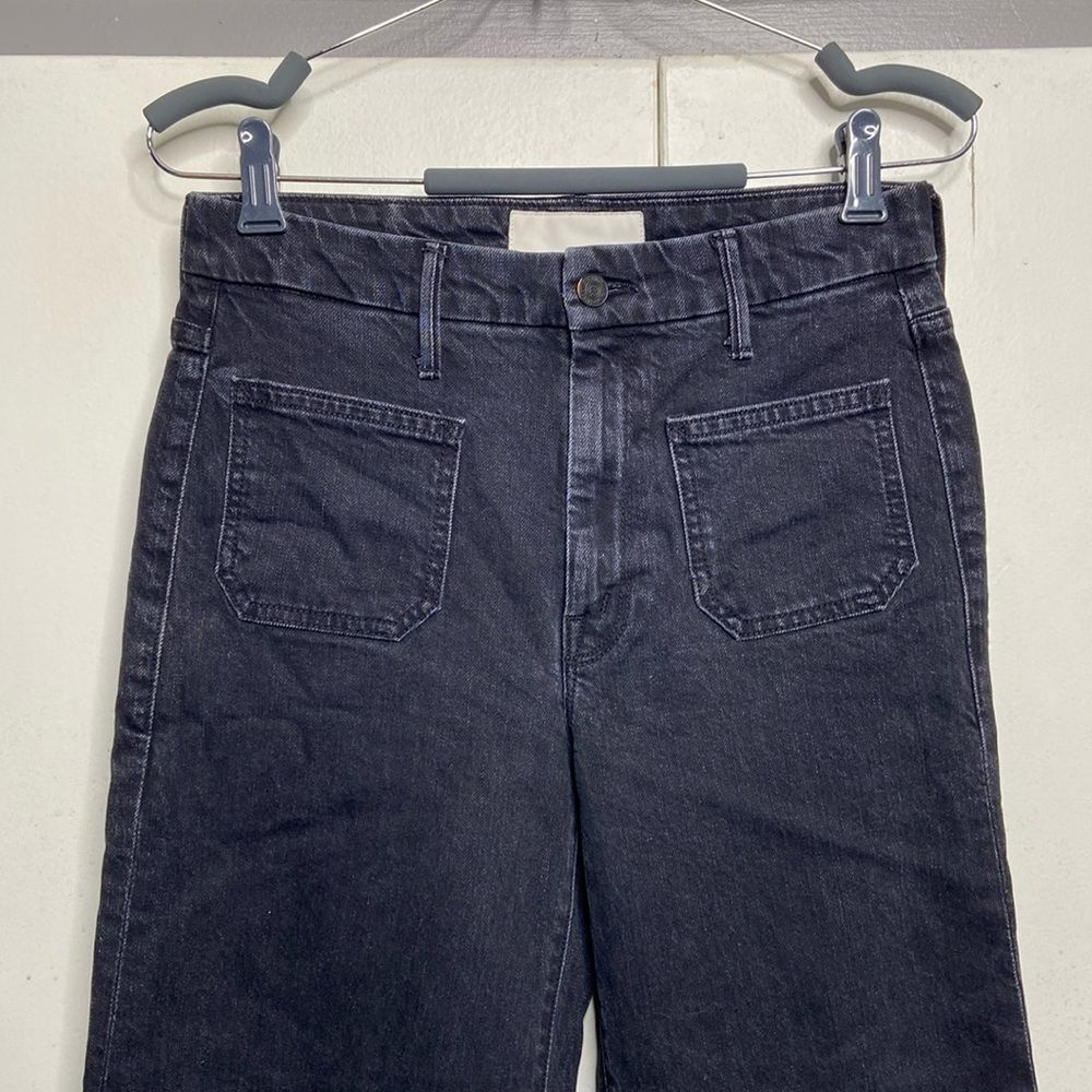 Mother Patch Pocket Roller Ankle Jeans Women 28 Black who’s sorry now Wide Leg - Picture 4 of 9